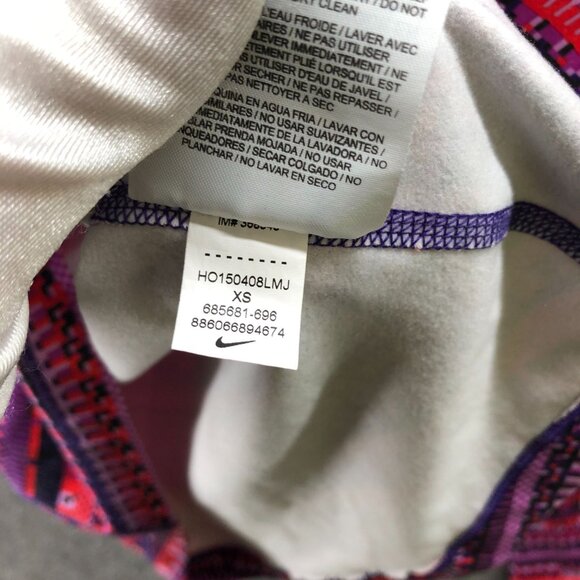 Nike‎ Pro Hyperwarm Long Sleeve Half Zip Pullover Womens XS Pink Geometric Shirt - Picture 8 of 10